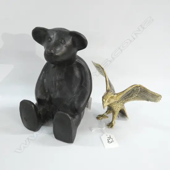 BRONZE TEDDY & BRASS EAGLE 