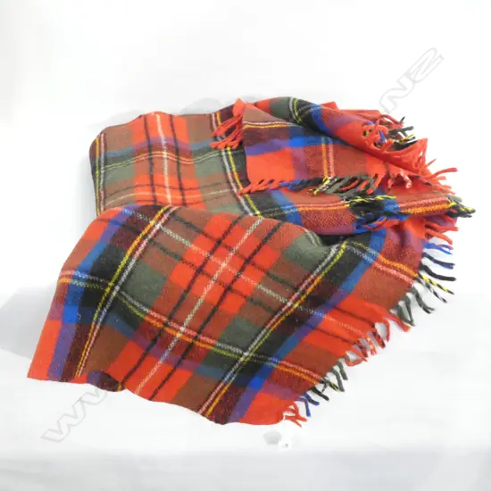 RED TARTAN ONEHUNGA PURE WOOL TRAVEL RUG 