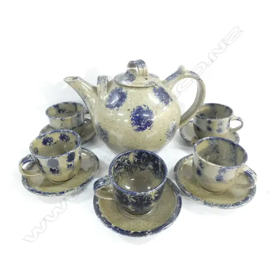 11 PCE POTTERY SET - 5 C&S & LG TEAPOT - MAKERS MARK TO BASE