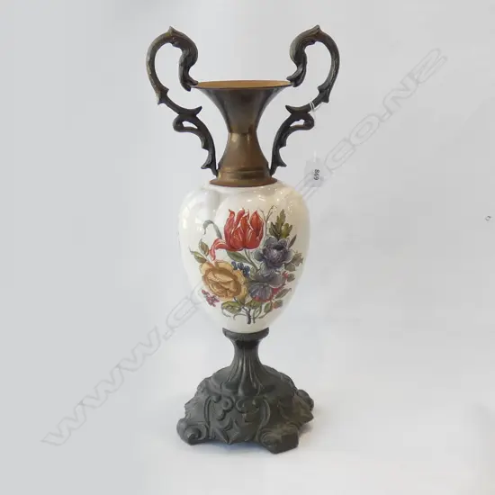LARGE METAL & CERAMIC URN H.490mm