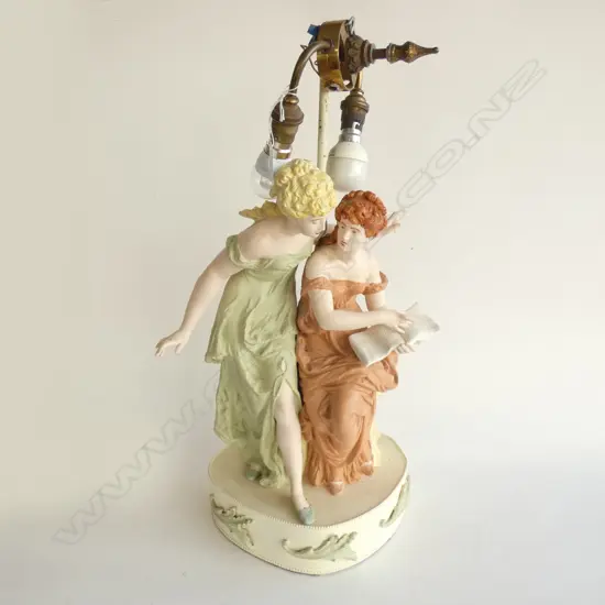 TABLE LAMP BASE -  BISQUE FIGURES OF LADIES H 610MM