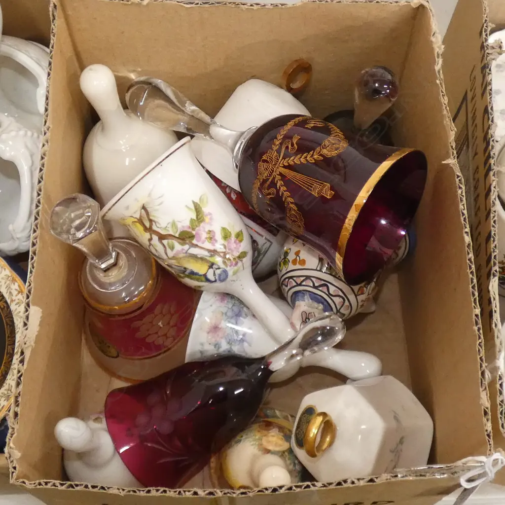 BOX COLLECTABLE BELLS; PORCELAIN & GLASS  Image 1++