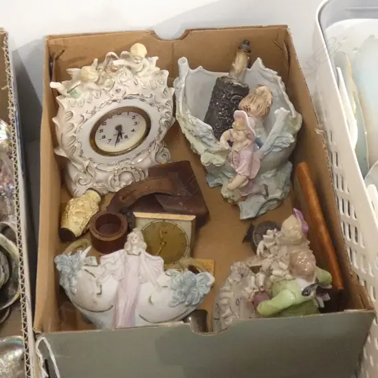 BOX LOT VICTORIAN CHINA, STG BOTTLE ETC