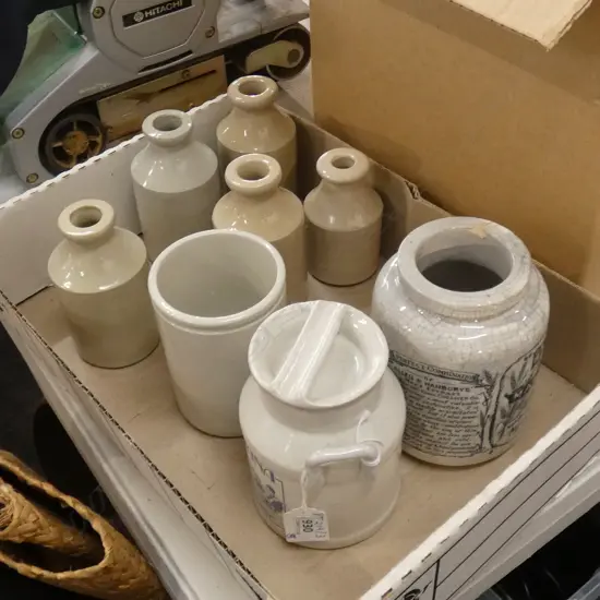 8 OLD CERAMIC CONTAINERS