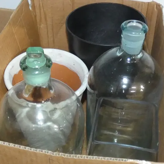 BOX GLASS BOTTLES VASE PLANTERS