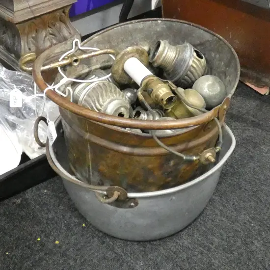 ALUMINIUM JAM PAN + COAL SCUTTLE & BED FITTINGS