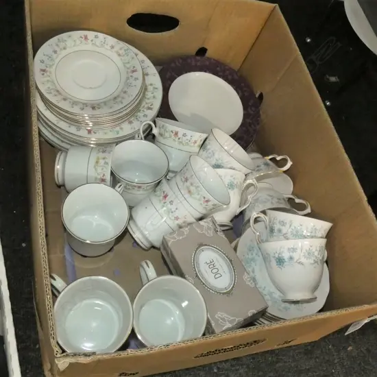BOX ASST CHINA TEASETS INCL COLCLOUGH ETC