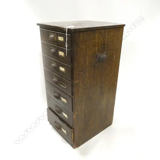 OLD JAPANESE WOODEN FILE CABINET - 7 DRAWER 265 X 305 X 600MM