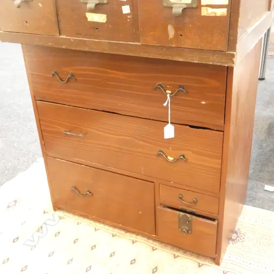 OLD JAPANESE SMALL COLLECTOR'S CABINET 4 DRAWER 1 DR