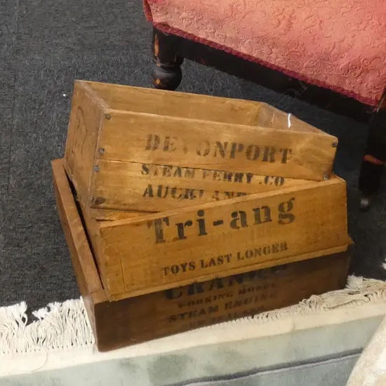 3 WOODEN ADVERTISING BOXES LARGEST 405 X 330MM