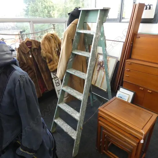 TALL VINTAGE PAINTED LADDER APPROX H 1700MM