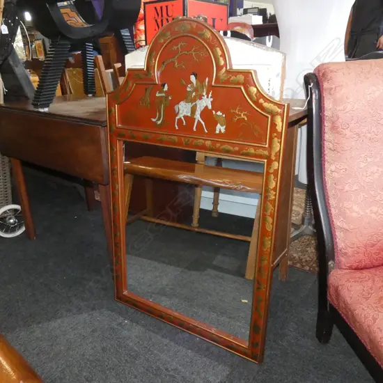 LG ORIENTAL RED LACQUER WALL MIRROR 1070 X 610MM