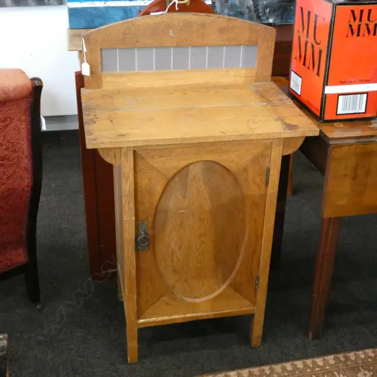 20s OAK CABINET TILED BACK