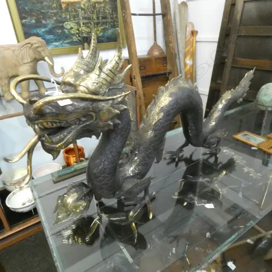 LARGE BRONZE DRAGON POLISHED HIGHLIGHT L1030