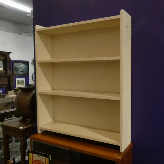 WHITE PAINTED WOODEN BOOK SHELF 750x190x910mm