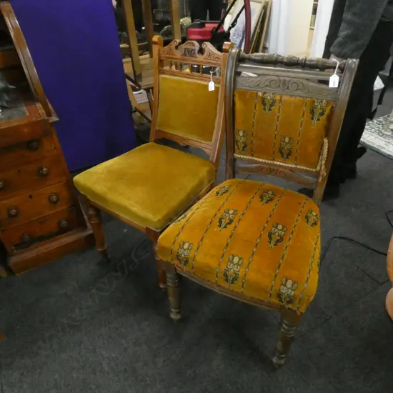 2 UPHOLSTED EDWARDIAN DINING CHAIRS