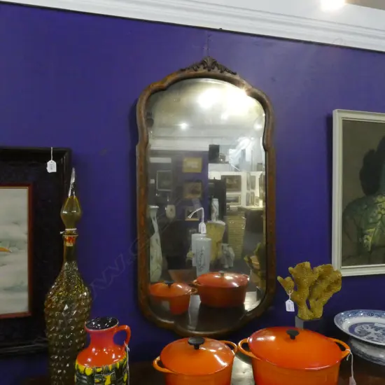 VINTAGE WOODEN FRAMED BEVELLED MIRROR...