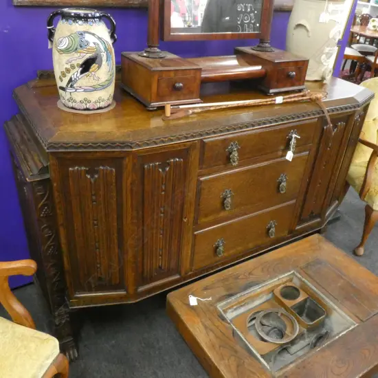 1920s OAK SIDEBOARD w. LINENFOLD PANELS...