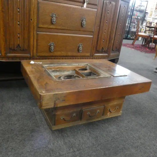 JAPANESE OLD KEYAKI WOOD HIBACHI 1930’S H342mm W812mm D575mm