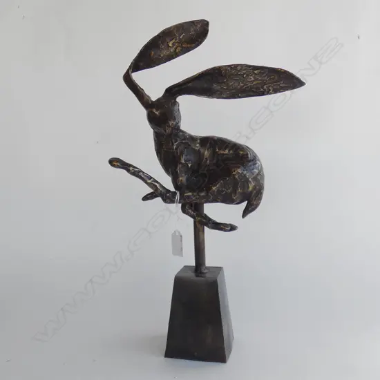 BRONZE HARE ON RAISED STAND  H465