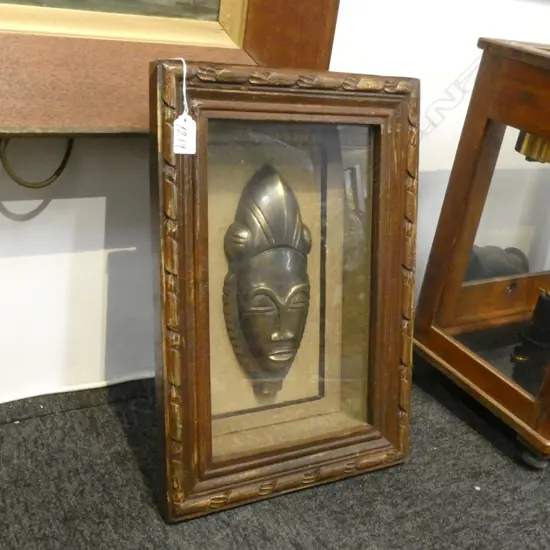 FRAMED AFRICAN BRONZE FACE 340x200mm