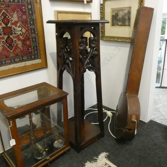 ART NOUVEAU WOODEN CARVED PLANTER STAND H. 600MM