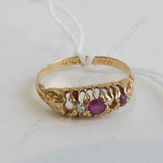 18CT RUBY & DIAMOND MISSING STONES RING CHESTER 1911 2.5gms