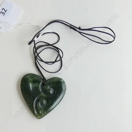MODERN NEPHRITE HEART PENDANT 2 KORU DESIGNS