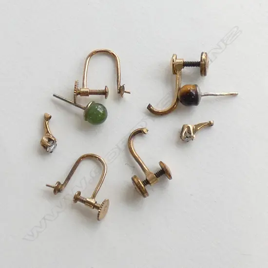 GOLD & DIAMOND EARRINGS (NEED REPAIR) ASST GOLD PLATE & GOLD EARRING PARTS 0.96gm