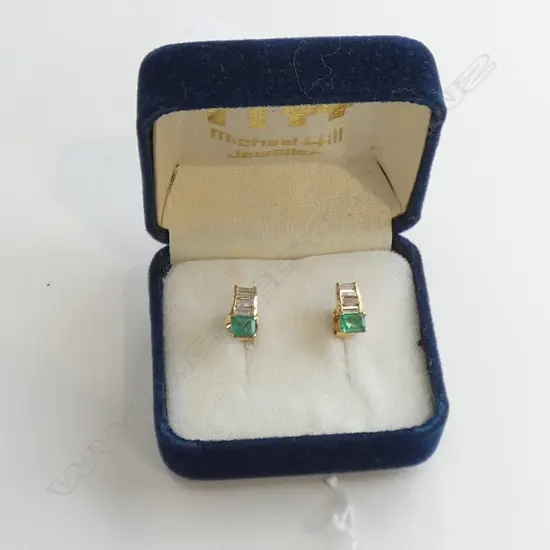 PR 18CT EMERALD & DIAMOND EARRINGS