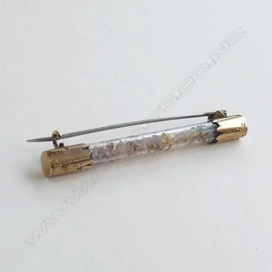C1900 9CT GOLD CAPPED OPAL CHIP CYLINDER BROOCH