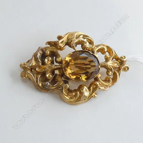 VICTORIAN PINCHBECK & CITRINE BROOCH