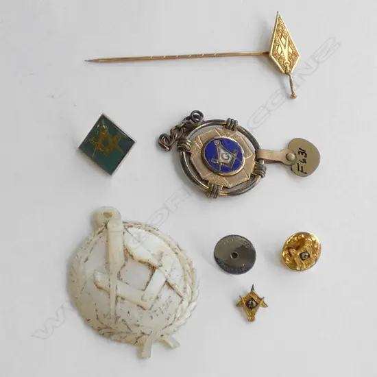 SEL. MASONIC JEWELS. MOP PENDANT PIN ETC