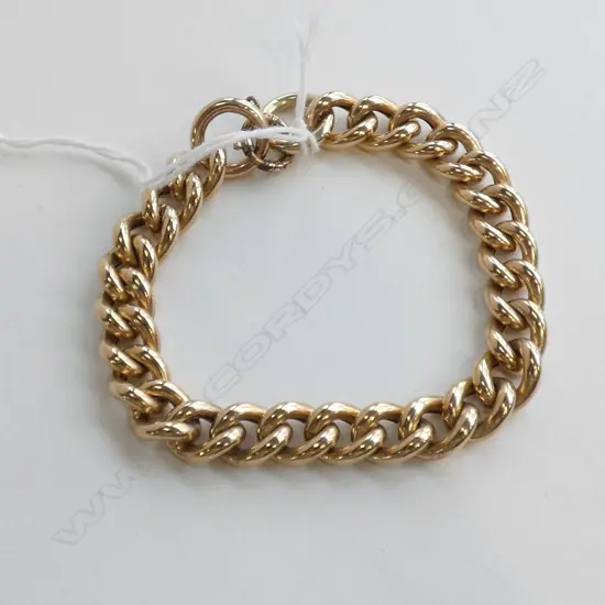 9CT GOLD CHAIN BRACELET 19gm (unmarked but tests as 9ct) JUMP RING GOLD PLATED