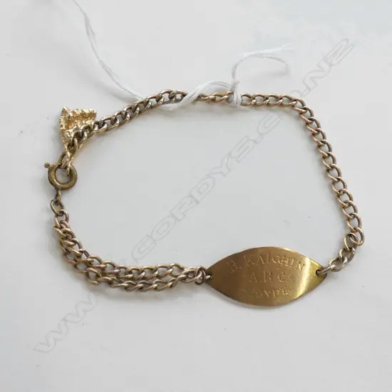 14k GOLD PENDANT 1.8gm ON UNMARKED GOLD ID BRACELET 8.2gm