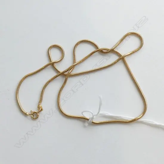 18CT GOLD NECK CHAIN SNAKE LINK L.440mm 9.2GMS