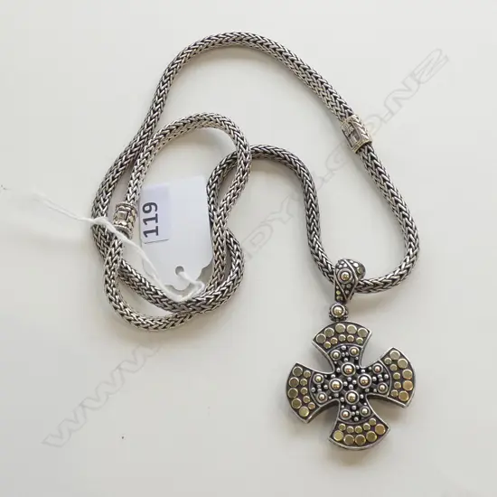 925 SILVER PENDANT ON CHAIN & BRACELET 14K HIGHLIGHTS 105gms