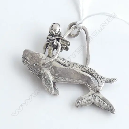 Hand made Whale Rider sterling charm/pendant by Robin Wade