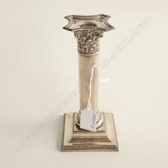EDW. SILVER CORINTHIAN COLUMN CANDLESTICK BIRM.1909
