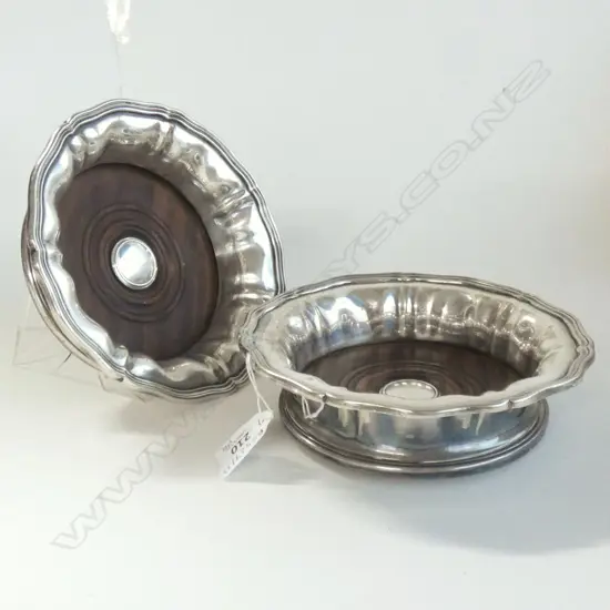 PR SILVER PLATE WINE COASTERS 175mm dia
