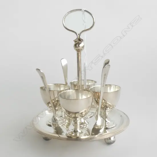 CORONET SILVER PLATE SOUP LADLE + EGG CRUET SET