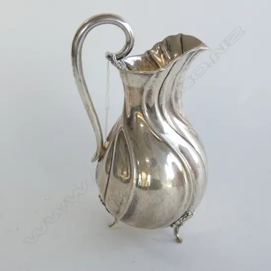 DANISH 1892 MICHELSEN SILVER TALL JUG WRYTHEN 470gms.