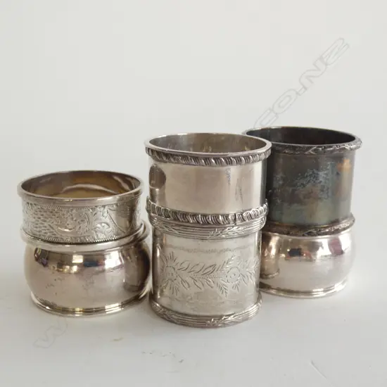 6 SILVER NAPKIN RINGS. ENGLISH HALLMARKS. 168gms