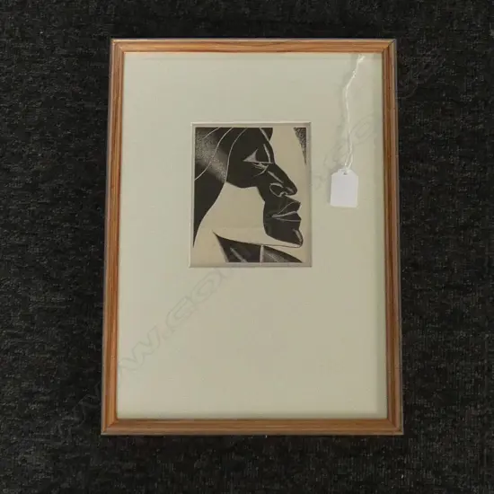 F.G SHEWELL - BROAD BAY BOATSHEDS WOODCUT H. 130 X W. 180MM