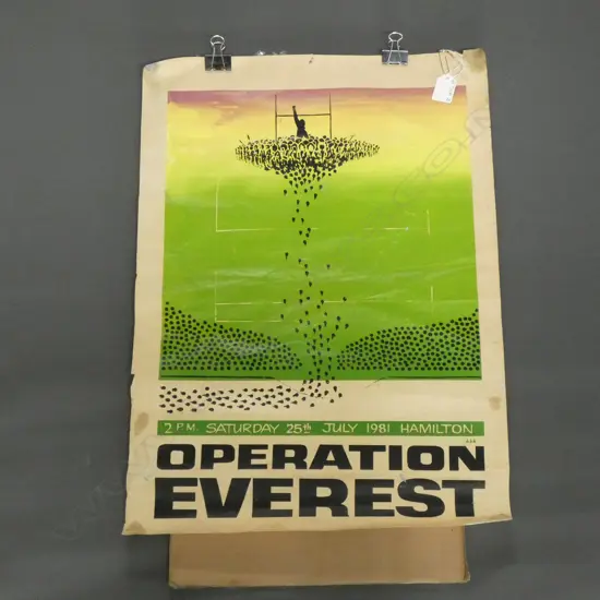 1981 HAMILTON NZ POSTER 'OPERATION EVEREST' ANTI SPRINGBOK TOUR