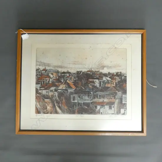 STANLEY PALMER 'LAST HOUSES' PRINT 1975 10/50 2nd PLATE 355x485mm