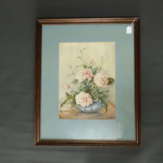 WATERCOLOUR ON BOARD - STILL LIFE FLOWERS - SIGNED MCDONALD 270 X 365MM