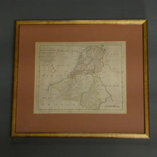 FRAMED 18thC MAP OF THE NETHERLANDS 220x280mm