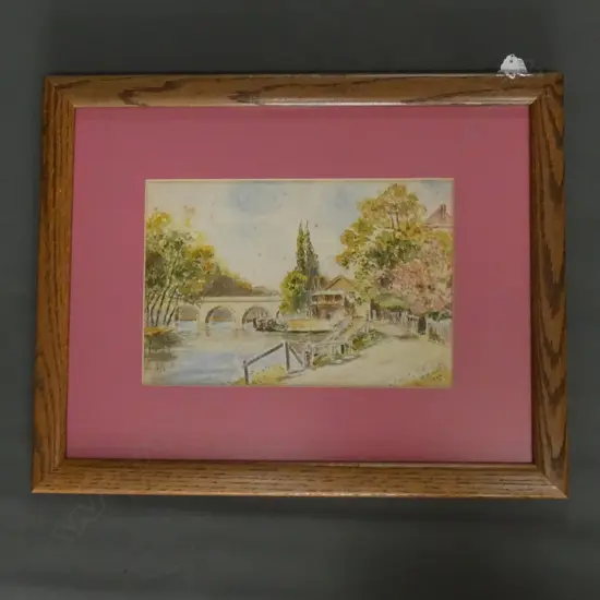 WATERCOLOUR ON BOARD  - COUNTRY SCENE BY P MURDOCH   200 X 300MM