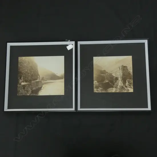 2 FRAMED OLD PHOTOS BURTON BROS MUIR & MOODIE 230 X 260MM